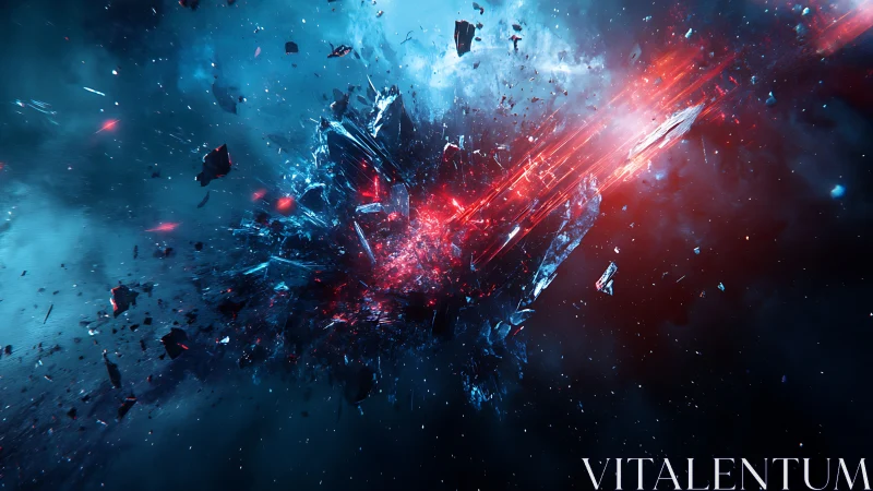 Asteroid fragmentation under relativistic red energy impact field