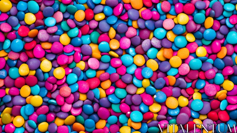 High-saturation macro view of multicolored candy shells with gloss