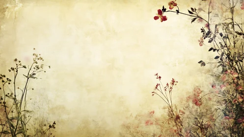 Whispered meadow blooms frame a softly aging parchment sky.