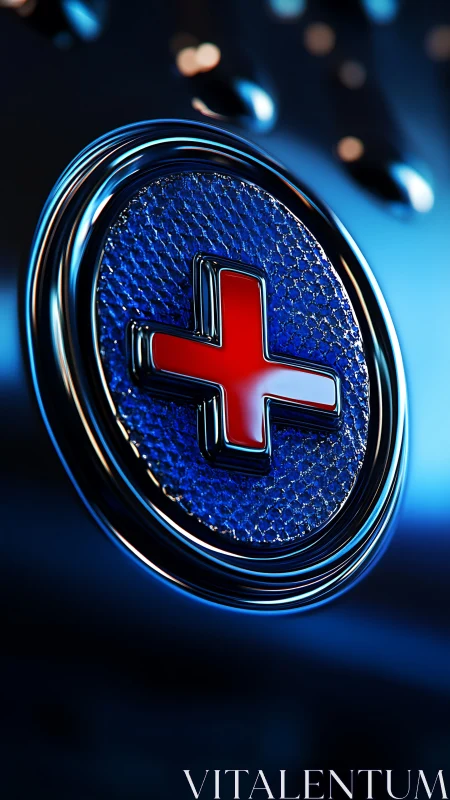 Luminous medical cross emblem in a cool blue glow.