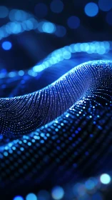 Parametric blue data waves rendered as luminous particle field