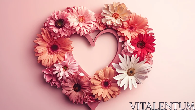 Pink Gerberas and Daisies Form Heart Shape
