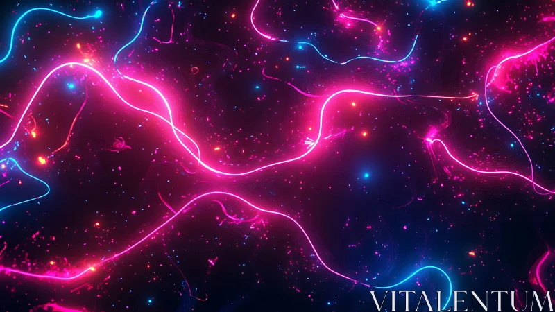 Neon cosmic rivers drifting through a playful digital night.
