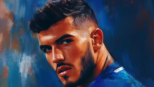 Male portrait with strong gaze in bold digital painting.