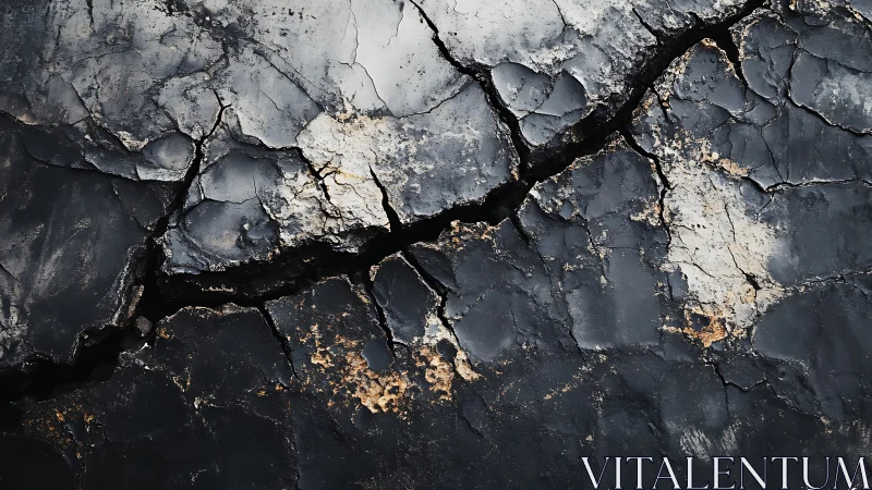 Macro analysis of fractured asphalt surface with thermal weathering.