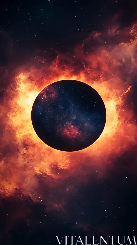Celestial eclipse glows with fiery nebula light and quiet wonder