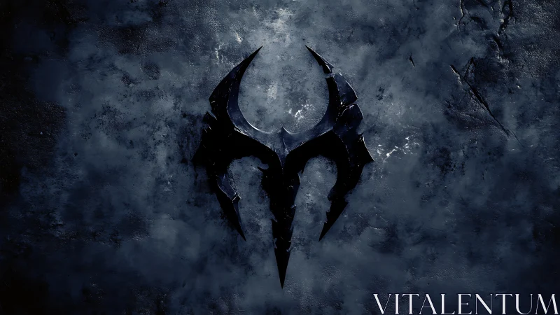 Razor-edged dark sigil gleams on storm-worn stone.