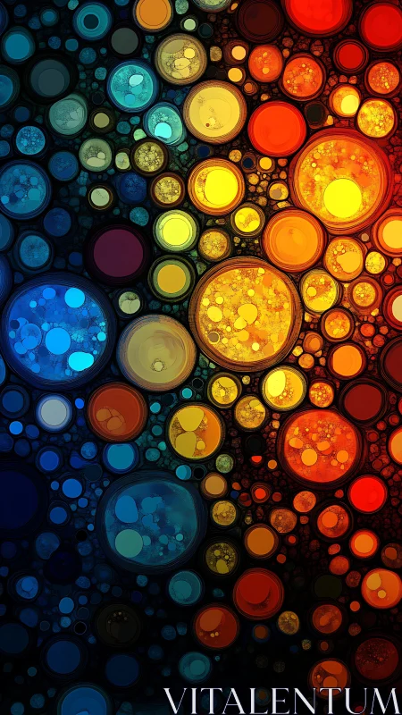 Orbiting bubbles sketch a rainbow cosmos in liquid pixels