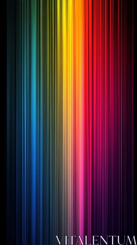 Vertical spectrum lines create intense prismatic glow.