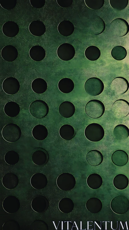Emerald perforated grid where shadows play hide and seek.