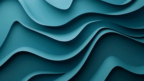 Tidal teal paper waves carve a sculpted digital seascape.