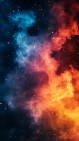 Cosmic Nebula Division: Blue and Red Energy Collision.