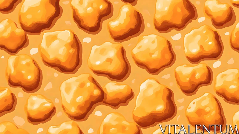 Orange irregular rounded forms are distributed across surface