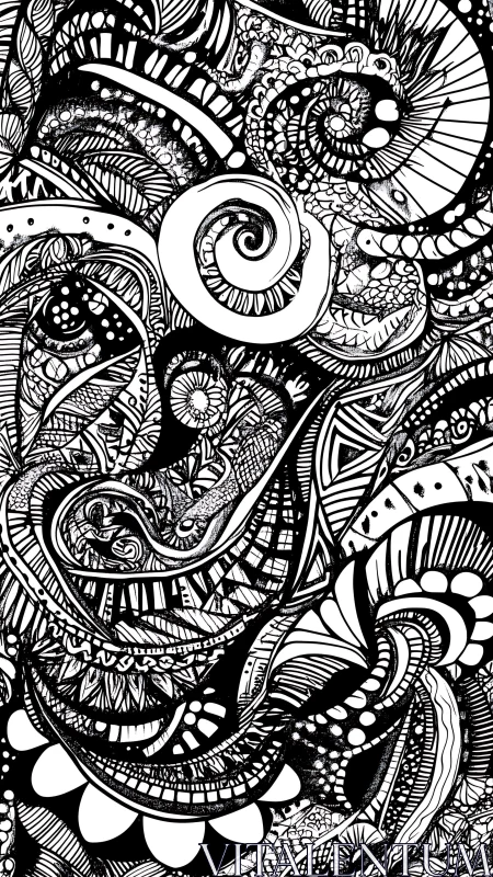 Ink-tangled vortex of spirals, scales and dreaming patterns.