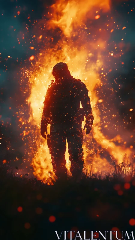 Silhouette Burns with Magnificent Golden Tempest