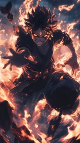 Runaway ember warlock charging through a wildfire sky.