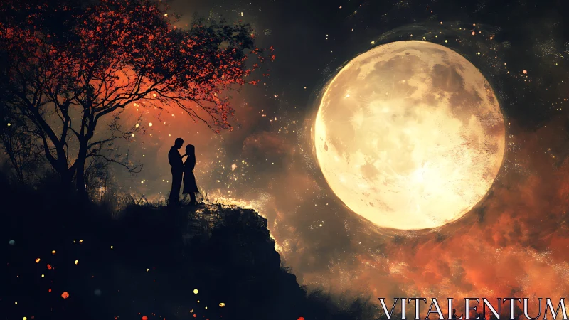 Two Hearts Under the Moon's Golden Embrace.