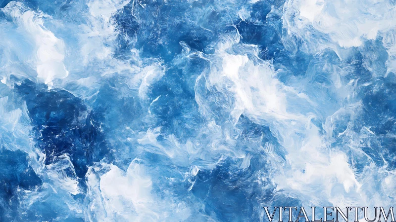 Abstract swirling blue and white texture in painterly style.