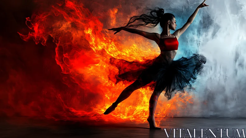 Dancer in Contrasting Fire and Ice Elements