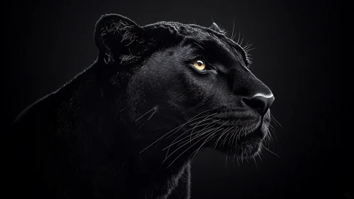 Majestic Black Panther Portrait with Golden Eyes
