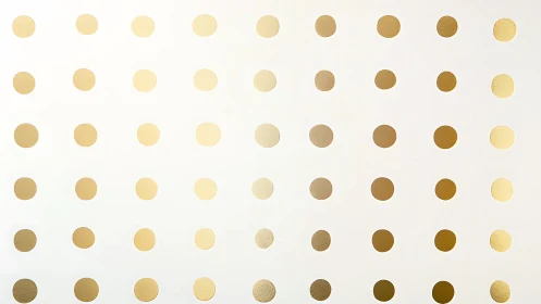 Golden polka dot grid shimmers over soft white field.