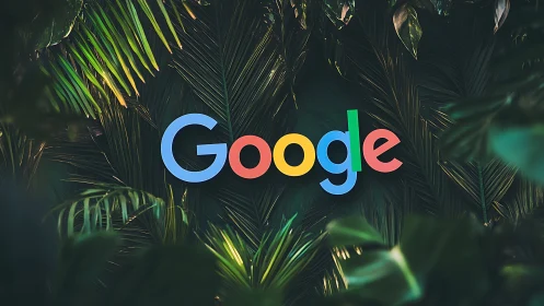 Google's Colorful Logo Nestled in Lush Jungle Greens.