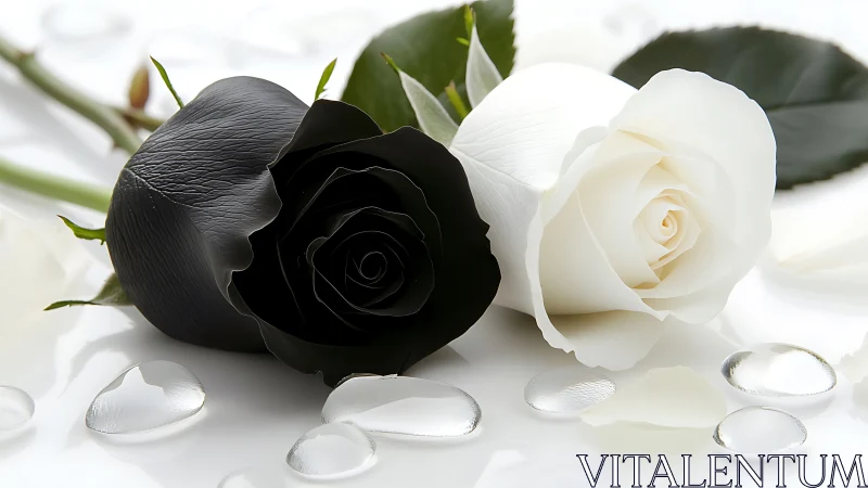 Ebony and Ivory Roses Dance Together in Luminous Stillness