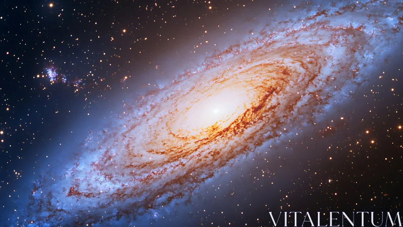 Spiral galaxy core glows within dense star field panorama.
