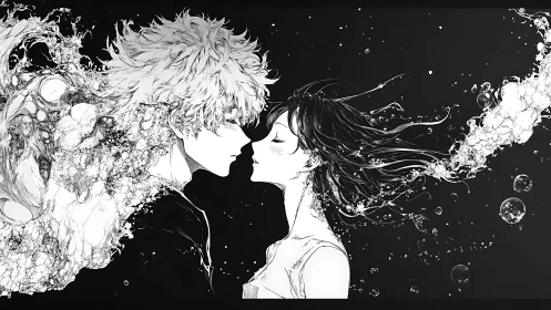 Tender starlit collision of two drifting waterborne souls.