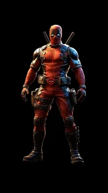 3D tactical superhero render with dramatic rim lighting on black.