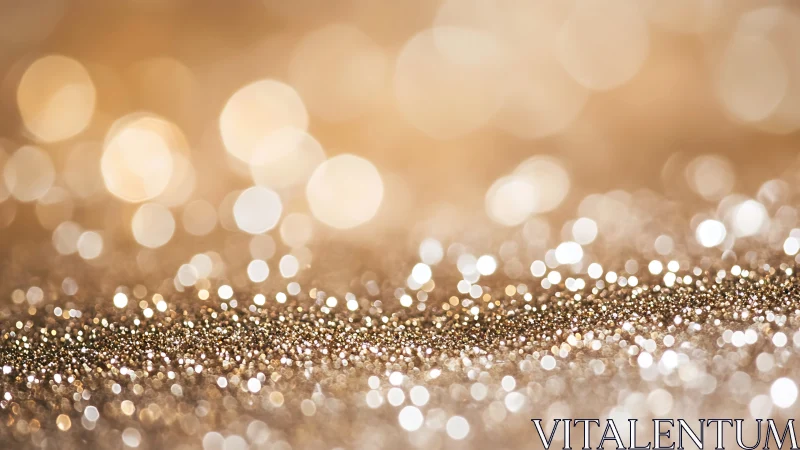 Glistening gold bokeh field in dreamy soft focus background.