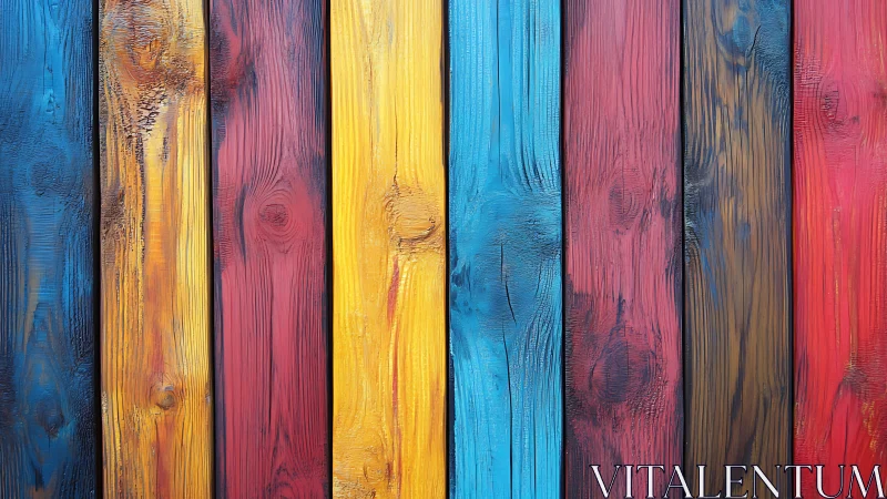 Color-soaked wooden planks lined up in cheerful harmony.