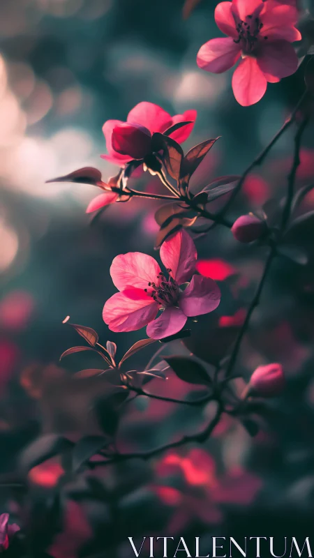 Luminous Pink Blossoms Dance in Soft Garden Light