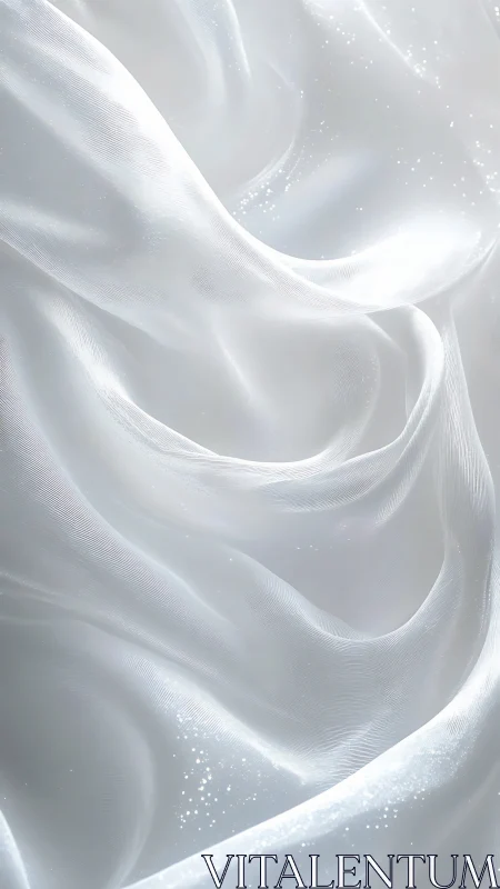 Sheer white fabric flows with luminous sparkling highlights.
