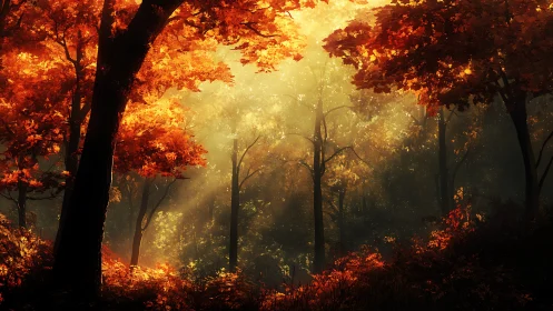 Golden Autumn Forest Glowing with Warmth and Wonder.