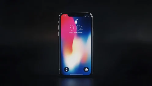 iPhone X Lockscreen Interface with Gradient Wallpaper Display