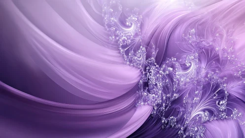 Lavender fractal waves swirl into a luminous ethereal bloom