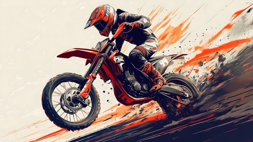 Motocross rider powers red dirt bike through loose track.