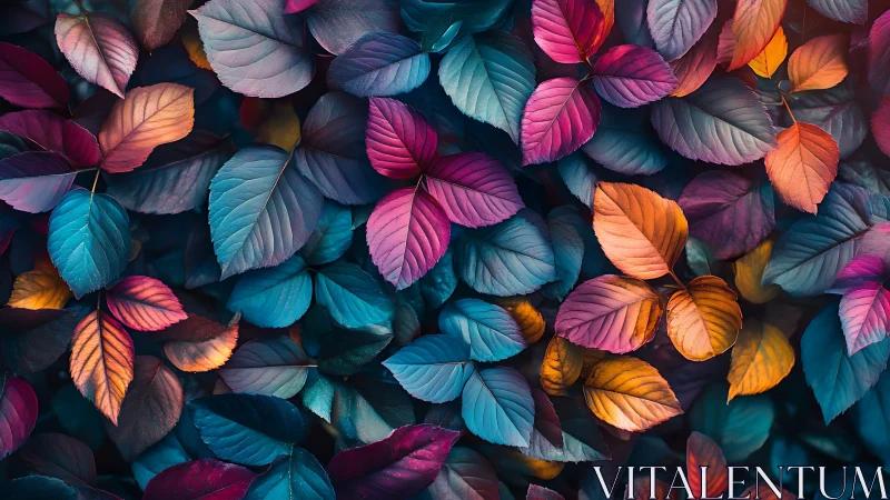 Chromatic foliage field with layered complementary leaf planes.