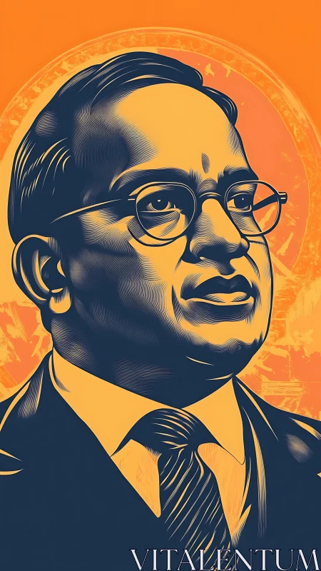 Vector portrait bust in duotone orange and navy palette