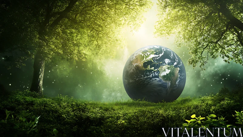 Forest cradle for a glowing, secretive little planet.