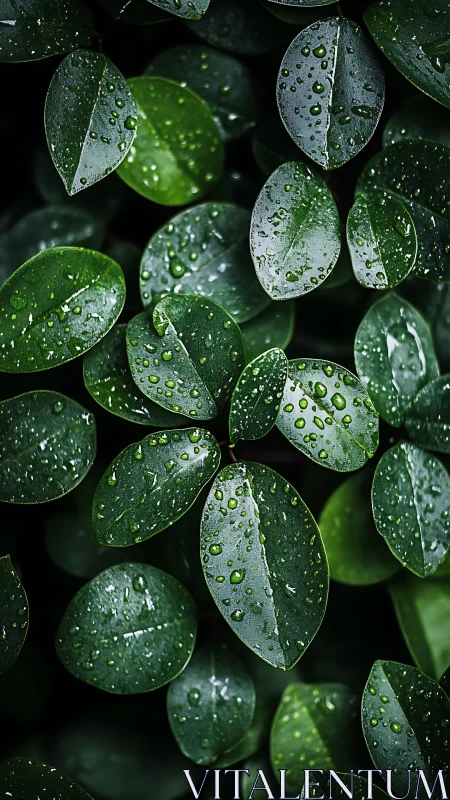 Rain-kissed green leaves offering a peaceful, fresh pause.