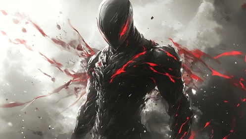 Shadowforged sentinel emerges wrapped in liquid crimson light