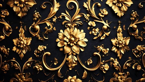 Gold ornamental floral motifs form a repeating surface pattern