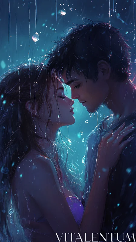 Cyberpunk Romance Rendered Luminous Couple