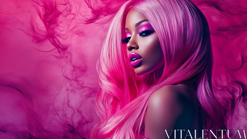 Hyper-saturated magenta portrait uses controlled lighting and depth