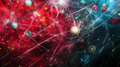 Neural network connections abstract digital art in vivid colors.