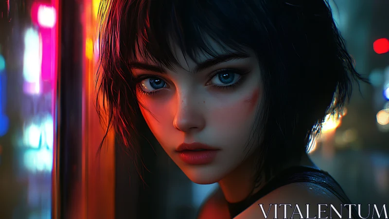 Neon-lit cyberpunk portrait uses dual-color rim lighting and bokeh