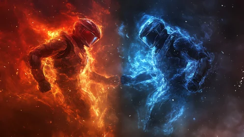 Fire and Ice: Opposing Elemental Forces Clash.