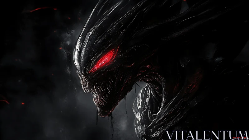 Nightborn abyssal fiend with molten red predator gaze.